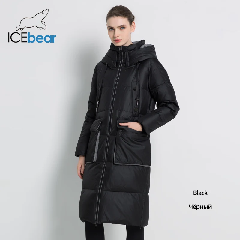ICEbear2019 Новое зимнее женское пальто Большой карманный женский пиджак Стильное женское пальто Длинная женская одежда высокого качества с капюшоном Парки GWD19556 - Цвет: G901