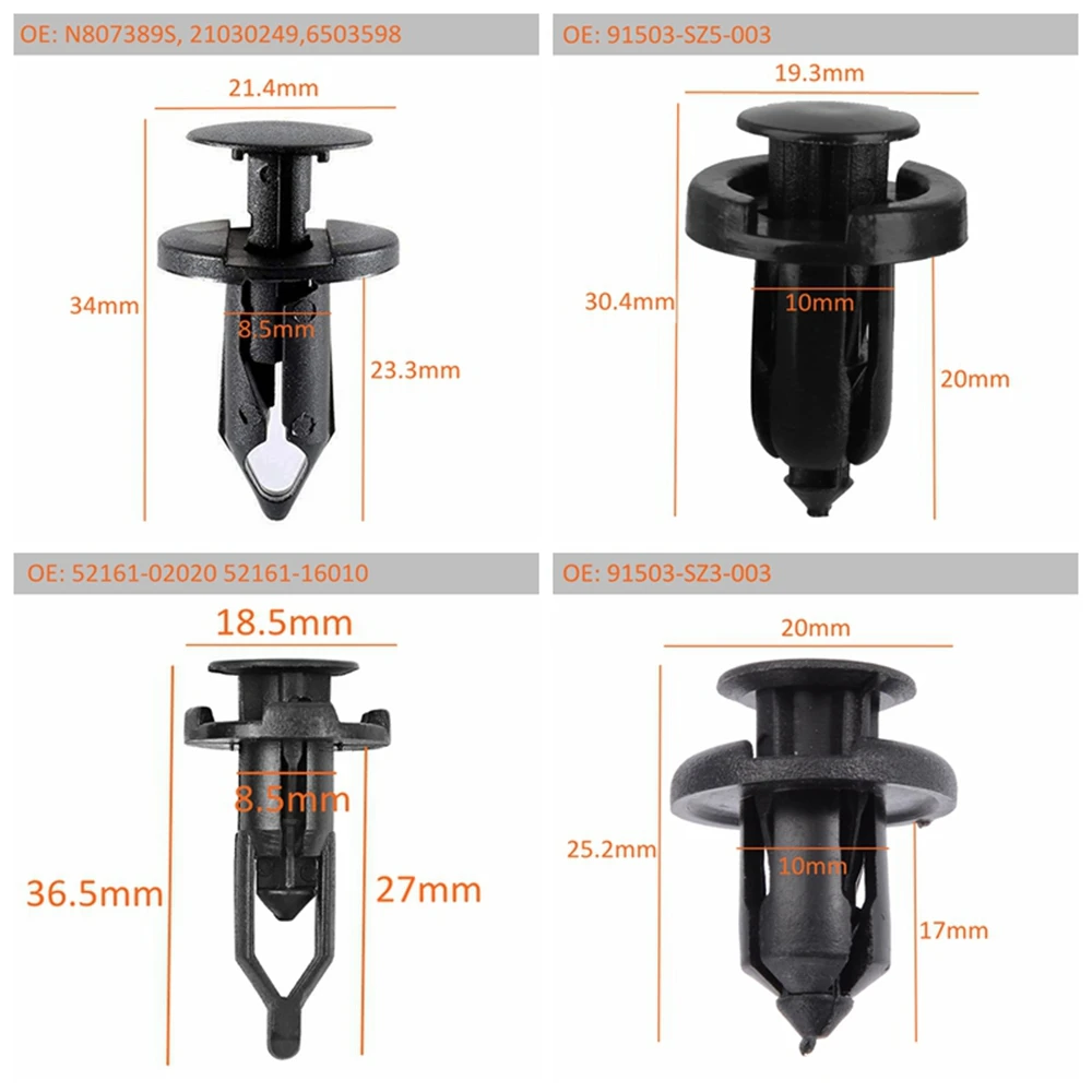 120pcs 6.3mm 8mm 9mm 10mm 나일론 범퍼 패스너 리벳 클립 리벳 확장 나사 플라스틱 푸시 리벳 자동차 클립 + 1PC 리무버