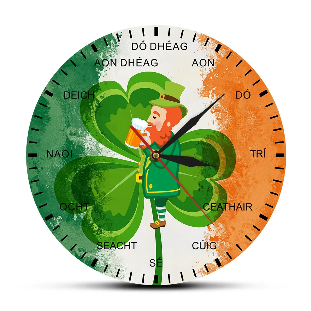 Ирландский Флаг часы Shamrock четыре листа клевера День Святого Патрика праздник