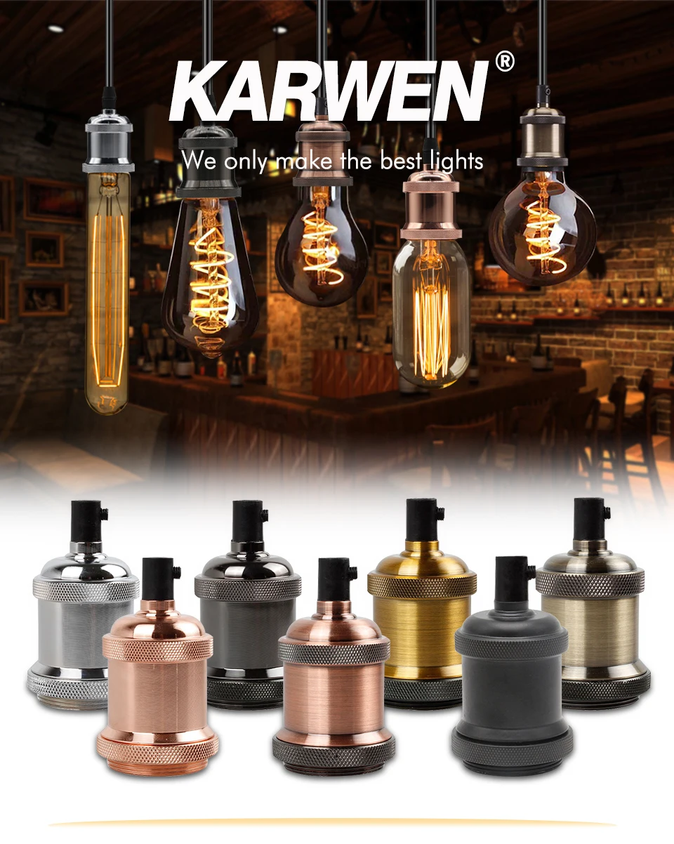 Description Picture 2 of itemKARWEN Vintage Pendant Light Base Retro Industrial Pendant Lamp Holdr Simple Hanging Lights 110V 220V Fixtures E27 for Restaurant