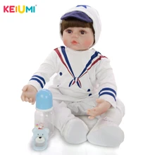 60 cm Lifelike Reborn Dolls Soft Silicone Vinyl Baby Doll Cosplay Navy Uniform Toy For Kid Birthday Gift Boy Play House Boneca