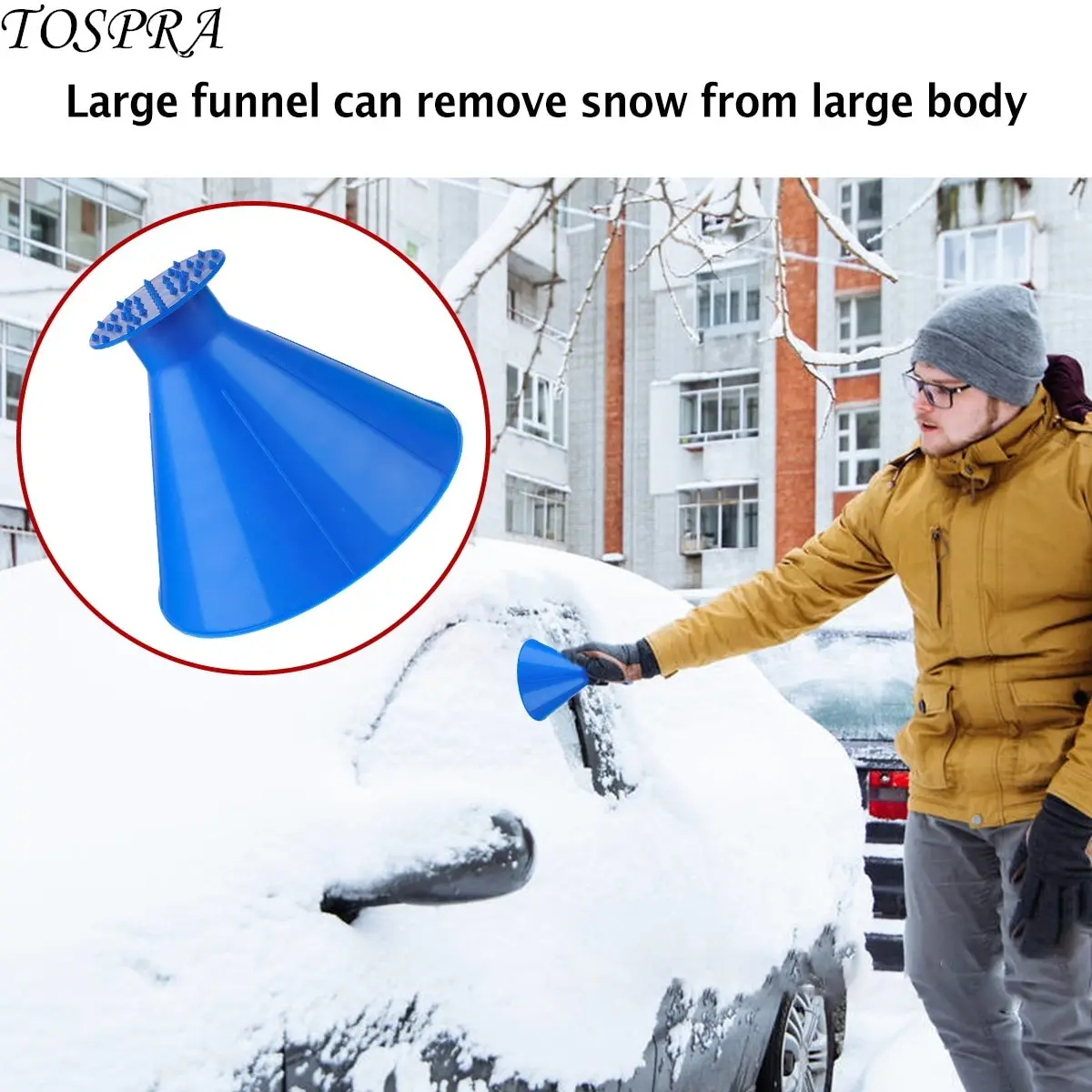 

Car Windshield Ice Shovel Round Deicing Scraping Tool Car Snow Remover Ice Scraper Window Windshield Window Deicing cone Hot