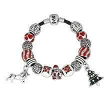 Модные ювелирные браслеты, DIY браслет из сплава с бусинами, Рождественский черный браслет из воловьей кожи подарок на день Святого Валентина