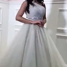 Новое прибытие одно плечо блестка украшение кружева без рукавов длиной до пола Длинные Выпускные платья