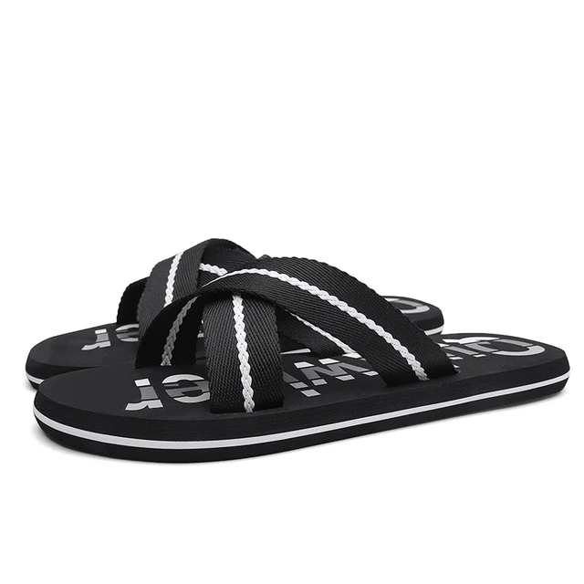 Summer Non-Slip Flip Flops Cloth Tape Men Slippers Brand Shoes Indoor Outdoor High Quality Beach Sandals Fashion Casual Shoes black