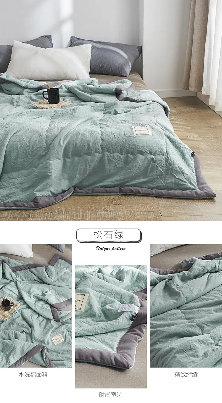 New Style Pure Cotton Washed Cotton Summer Blanket Summer Quilt Thin Blanket Single Double Dormitory Airable Cover Manufacturers