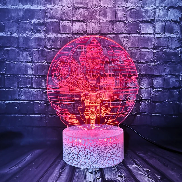 Lámpara de mesa Visual Multicolor 3D Death Star War seguro de bebé Sensor táctil lámpara nocturna con luz LED decoración de navidad regalo juguetes de dibujos animados - Imagen 2