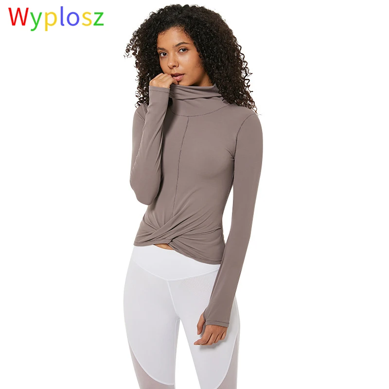 

Wyplosz Yoga Top Sport Fitness Yoga Shirts Nude Shirts For Women Crop Top Gym Sportswear Workout Yoga Long Sleeve High Collar
