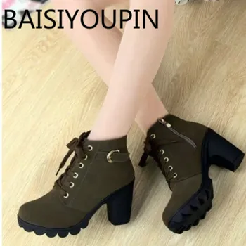 

2019 Autumn Winter Women Boots for Woman High Heels Ankle Boots Female Warm Platform Boots Thick Martin Boots Plus Size 40 41