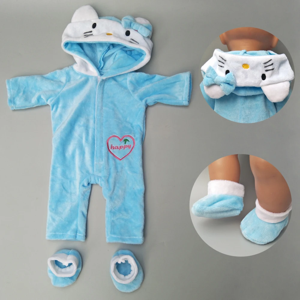 

Doll Winter Clothes Fits for 17 Inch Baby Doll Kitty Outfit Set for 40cm Reborn Baby Doll Coat Hoodie Suit For Toy Wear