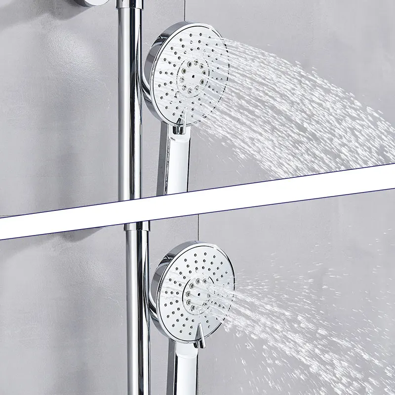 Chrome Thermostatic Shower Set Bathroom Mixer Shower Systems Wall Mount 38 Degree Control 8 &ldquo; Rainfall Head shower head bathroom shower faucet set thermostatic mixing valve
