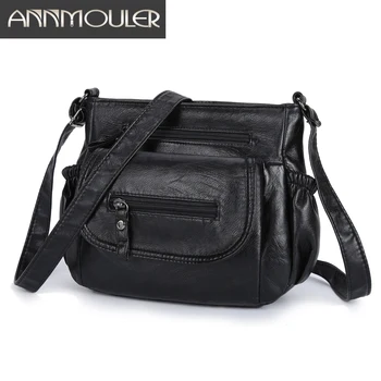 

Annmouler Casual Women Shoulder Bag Soft Leather Crossbody Bag Washed Faux Leather Messenger Bag Purse Small Size Women Bags