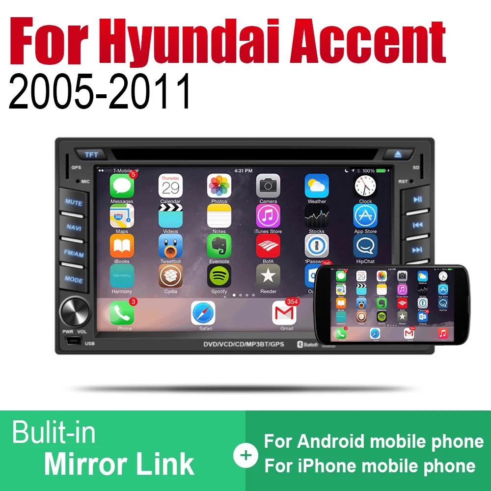Android 2 Din Авто Радио DVD для hyundai Accent 2005 2006 2007 2008 2009 2010 2011 Автомобильный мультимедийный плеер gps навигации Системы