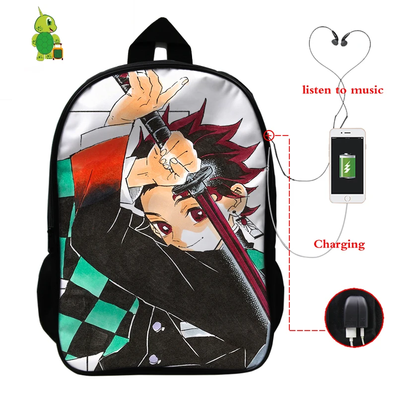 Demon Slayer: Kimetsu No Yaiba рюкзак USB зарядка Рюкзак для ноутбука аниме школьные сумки для подростков мальчик девочка путешествия рюкзак - Цвет: 20
