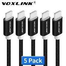 VOXLINK, 5 шт. в упаковке, USB-8-контактный кабель, нейлоновый usb кабель для зарядки и передачи данных для iPhone X Xs, xr, 8, 8 plus, 7 plus, 6s plus, 5S, iPad Air, usb-кабель