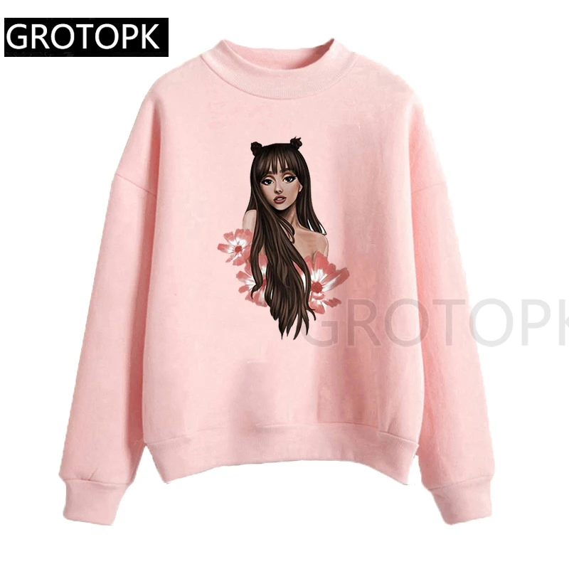 GM12412-pk Ariana Grande Harajuku женские толстовки и худи женские розовые и Белые Повседневные флисовые худи с капюшоном для женщин и девушек - Цвет: GM12412-pk