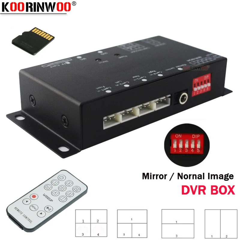 Koorinwoo панорамная система 360 градусов DVR рекордер коробка 4 канала для автомобиля заднего вида видео передняя сторона Левая Правая камера парковка
