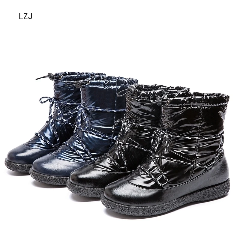 LZJ New Women Down Boots Platform Winter Shoes Thick Plush Non-slip Waterproof Wram Snow Boots for Women Botas Mujer