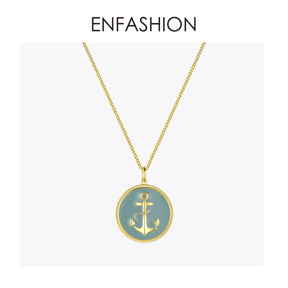 ENFASHION панк-якорь ожерелье с кулоном женское Золото Цвет Нержавеющая сталь Femme колье-чокер с монетой модное ювелирное изделие Colar P193046