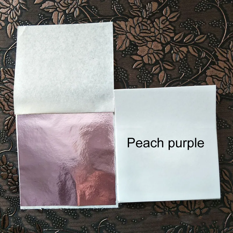 peach purple Позолоченый Лист Листья листы бумага из фольги Искусство ремесло дизайн бумаги имитация золота серебро медь 9*9 см самодельный декоративный дизайн 100 шт - Цвет: peach purple