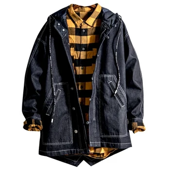 

denim jacket men winter fashion patchwork Japanese Streetwear Denim Vintage Jacket Mens Jackets young men clothing 2019 II50NSJK