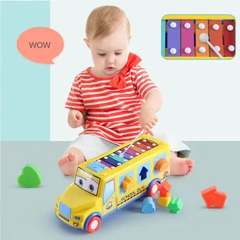 

Infant Musical Instrument Xylophone Toys Children's Educational Blocks Sorting Bus Wisdom Developmental Music Toy Christmas Gift