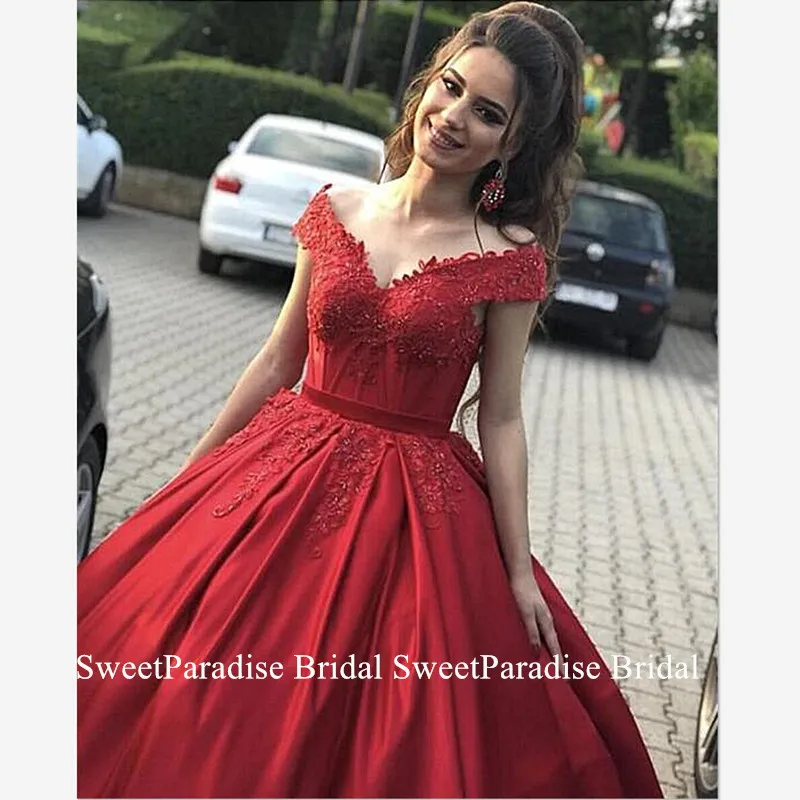 Красное платье Quinceanera с Кружевная аппликация с бусинами V образным вырезом Vestidos De 15 Anos вечернее платье в складку длинное платье для выпускного вечера