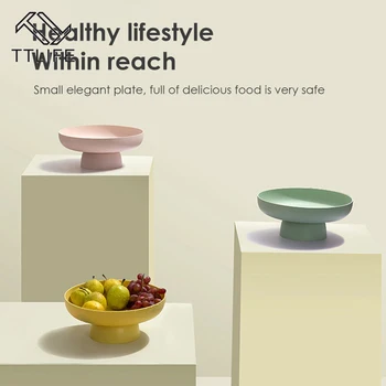 

Fruit Plate Tableware Simple Dessert White Pink Yellow Home Kitchen Pure Dish Creative Dinner Pudding Decoration Serving Tray