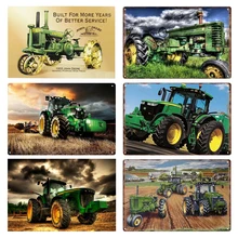 Винтажная машина трактор ферма металлическая жестяная вывеска бар для паба домашний декор потертый шик Зеленый Трактор ретро-плакат Настенный декор плакат