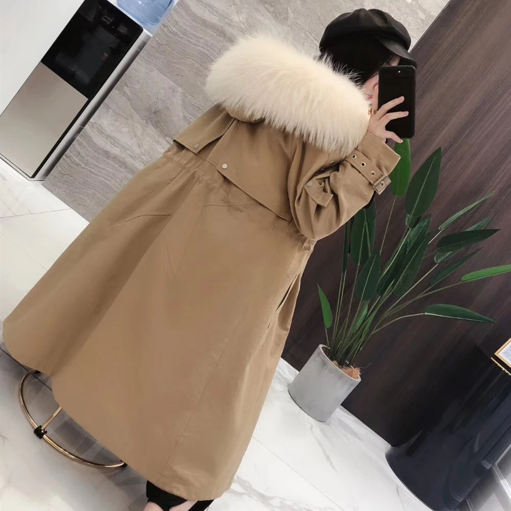 OFTBUY пальто с натуральным мехом, зимняя куртка для женщин, Толстая теплая парка с воротником из натурального Лисьего меха, верхняя одежда, Корейская уличная одежда, новинка