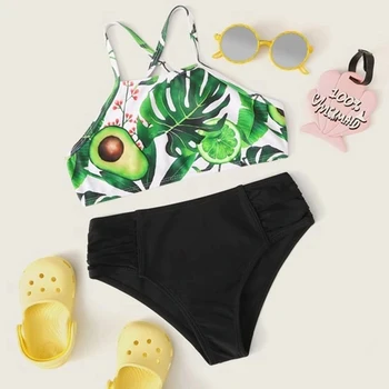 

Girls Tropical Criss Cross Bikini Set Swimsuit Women Swimsuit Bikini Set Bathing Suit 2020 Fashion Children Girl Beachwear