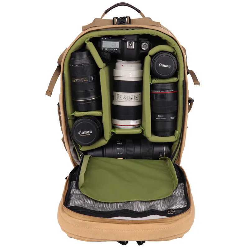 Большой емкости камеры Холст Путешествия Рюкзак мягкие плечи DSLR водонепроницаемая сумка Видео Фото чехол Штатив для Canon Nikon sony SLR