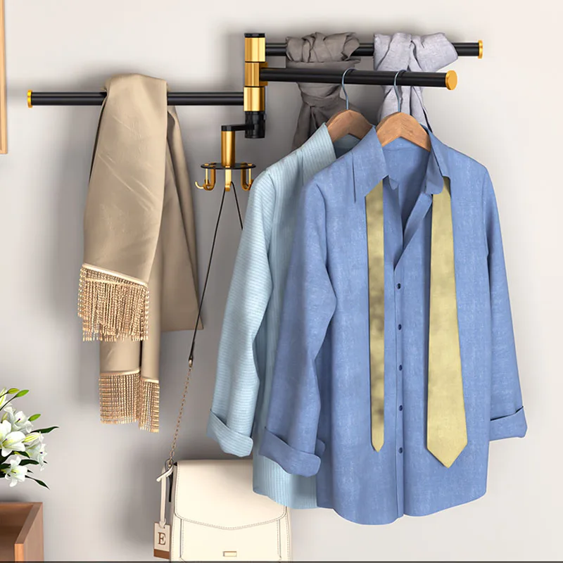 Bathroom Towel Rack Bathroom Shelf Punch-Free Rotating Towel Holder Clothes Storage Rack Home Organizer Organizer