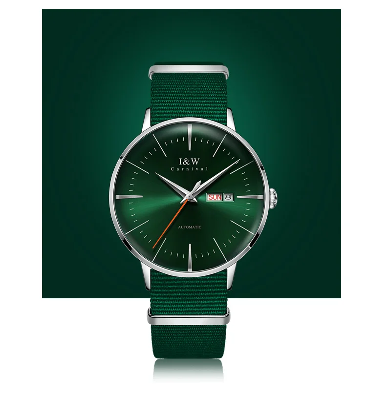 

Carnival Automatic Watch Men mechanical watch 2019 Sport Nylon Strap Mechanical Watches Waterproof Auto Date Clock Montre Homme