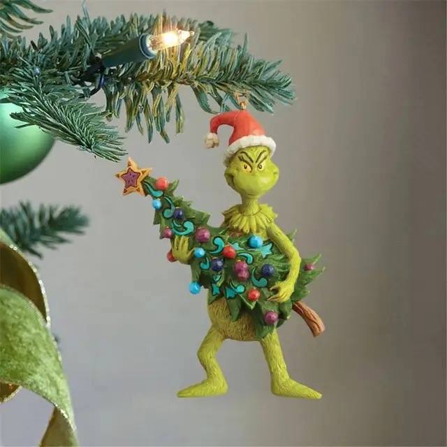 2022 Grinch Happy New Year Christmas Tree Decor Ornaments Resin Grinch Hug Xmas Tree Heart Pendant New Year Holiday Decorations|Pendant & Drop Ornaments| - Aliexpress