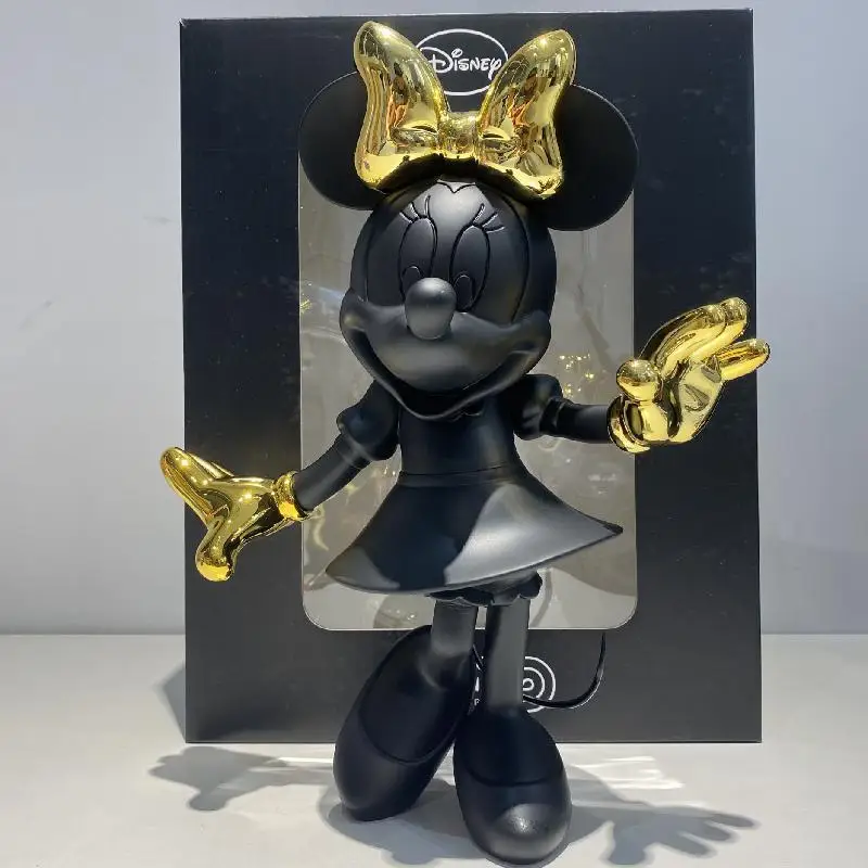 31cm Disney Mickey Mouse Statue Beckoning Mickey Cartoon Figure Kawaii Resin Sculpture Trendy