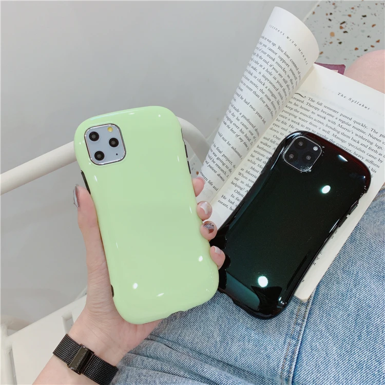 Soild Color Arc Anti-fall Cases For iphone 11 11Pro Max XR X XS Max 6S 7 8 Plus Soft Couples Style Phone Case Couples Cover