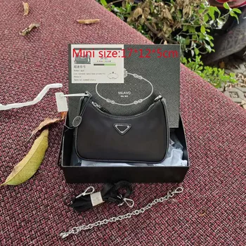 

2020 new high quality Woman Luxury brands Nylon Canvas Zipper Handbags mini Fashion bags black size 17*12*5