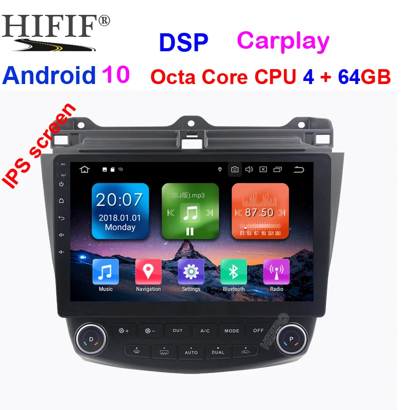 

Android 9.0 Headunit Car Stereo Sat Navi For honda Accord 7 2003-2007 accord7 GPS Navi Radio Bluetooth Steering Wheel Control