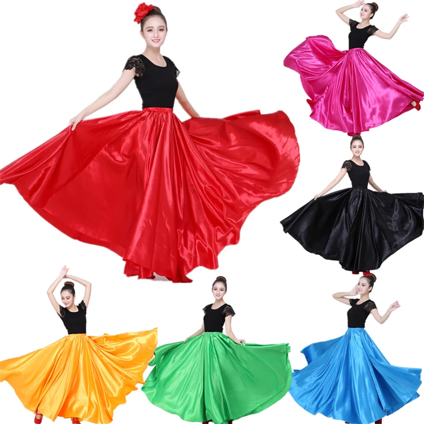 10Color Flamenco Skirts for Women Spanish Dance Gypsy Belly Chorus Adult Solid Stage Performance Women Bullfighting Spain Dress women flamenco dresses kids flamenco skirt
