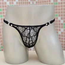 Мужские сексуальные трусики мужские сексуальные прозрачные кружевные трусики стринги с открытой промежностью нижнее белье стринги нижнее белье