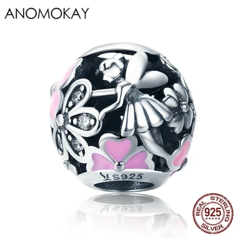 

Anomokay Trendy 100% 925 Sterling Silver Spring Flower Fairy Charms fit Women Bracelet Bangle S925 Silver Bead DIY Jewelry