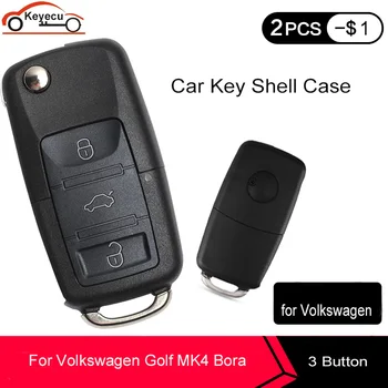 

KEYECU New Replacement 3 Buttons Folding Flip Remote Car Key Shell Case 3 Button for Volkswagen Golf Passat Polo Bora