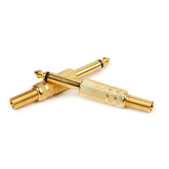 

10 Pcs Gold Plated 6.35mm Male 1/4 Mono Jack Plug Audio Connector Soldering