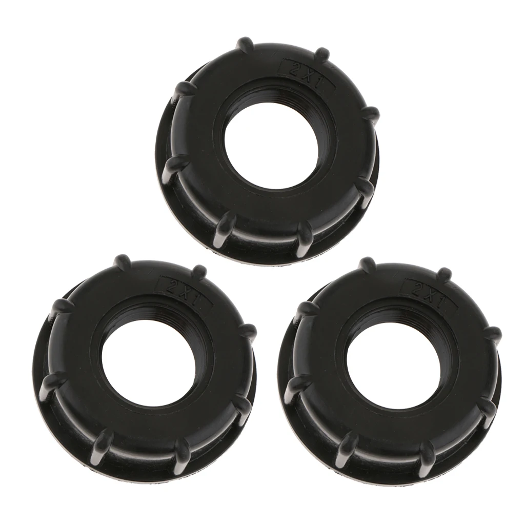 3pcs IBC Tank Adapter (Thick Thread 1-inch) Water Tank Connector Fitting Black