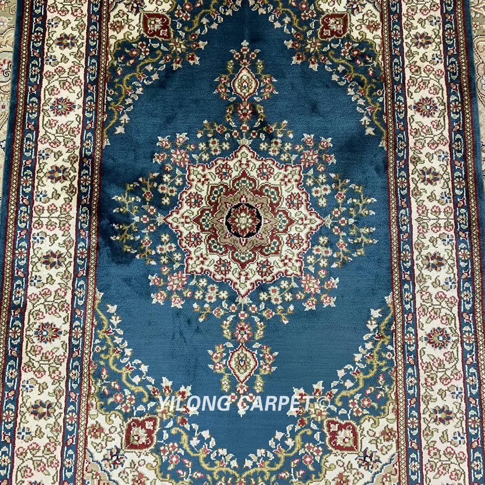 Yilong 2'x3' ручной персидский ковер турецкий синий медальон шелковый ковер(HF138B