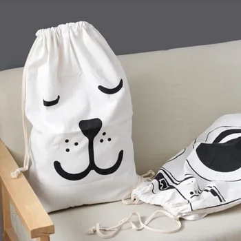 

Cartoon Toys Linen Cotton Baby Basket Letter And Clothes Storage Laundry Bag