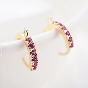

Peixin Charm and elegant garnet red multi-color gold-plated inlay zirconia ear ring straps suitable for DIY earring accessories