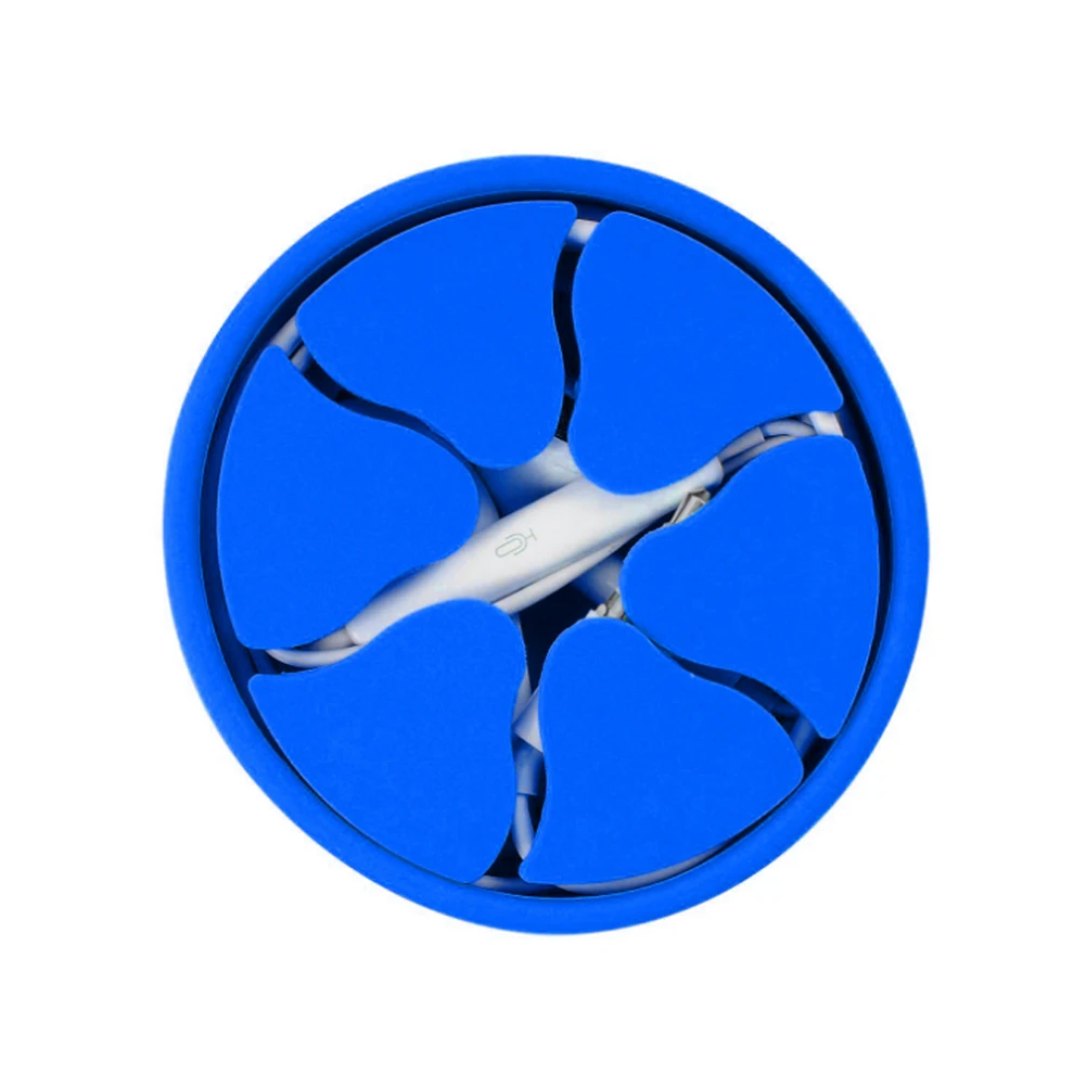 Blue 2 Силиконовый чехол для наушников для сматывания кабеля, коробка для хранения наушников, органайзер, держатель шнура для Apple Airpods Cable - Цвет: Blue 2