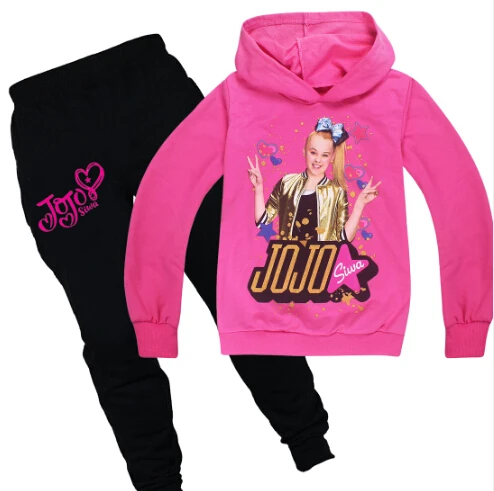 New spring autumn girls JOJO Siwa clothes sets sweatshirt+ Pants full sleeve clothing Suit children Sport cotton kids wear - Цвет: color at picture